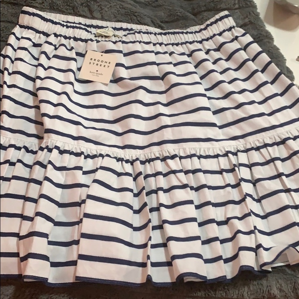 kate spade White and Navy Striped Mini Skirt